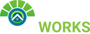 all roofing works white logo